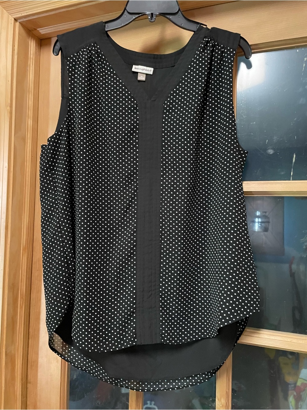 Roz & Ali Black Polka Dot Sleeveless Blouse